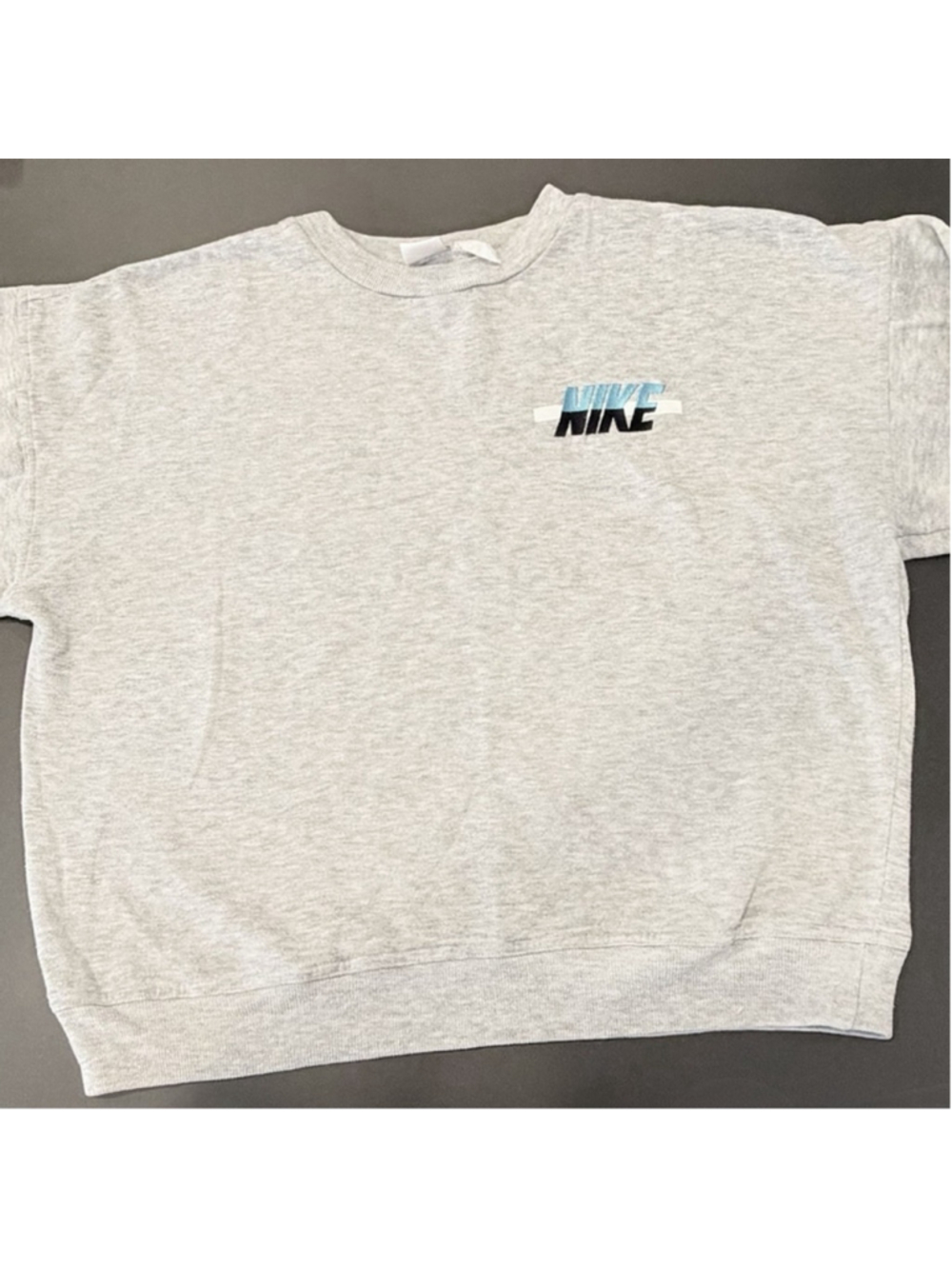 Vintage 80s 90s NIKE GREY TAG Cropped Crewneck SWEATSHIRT Logo M Spellout